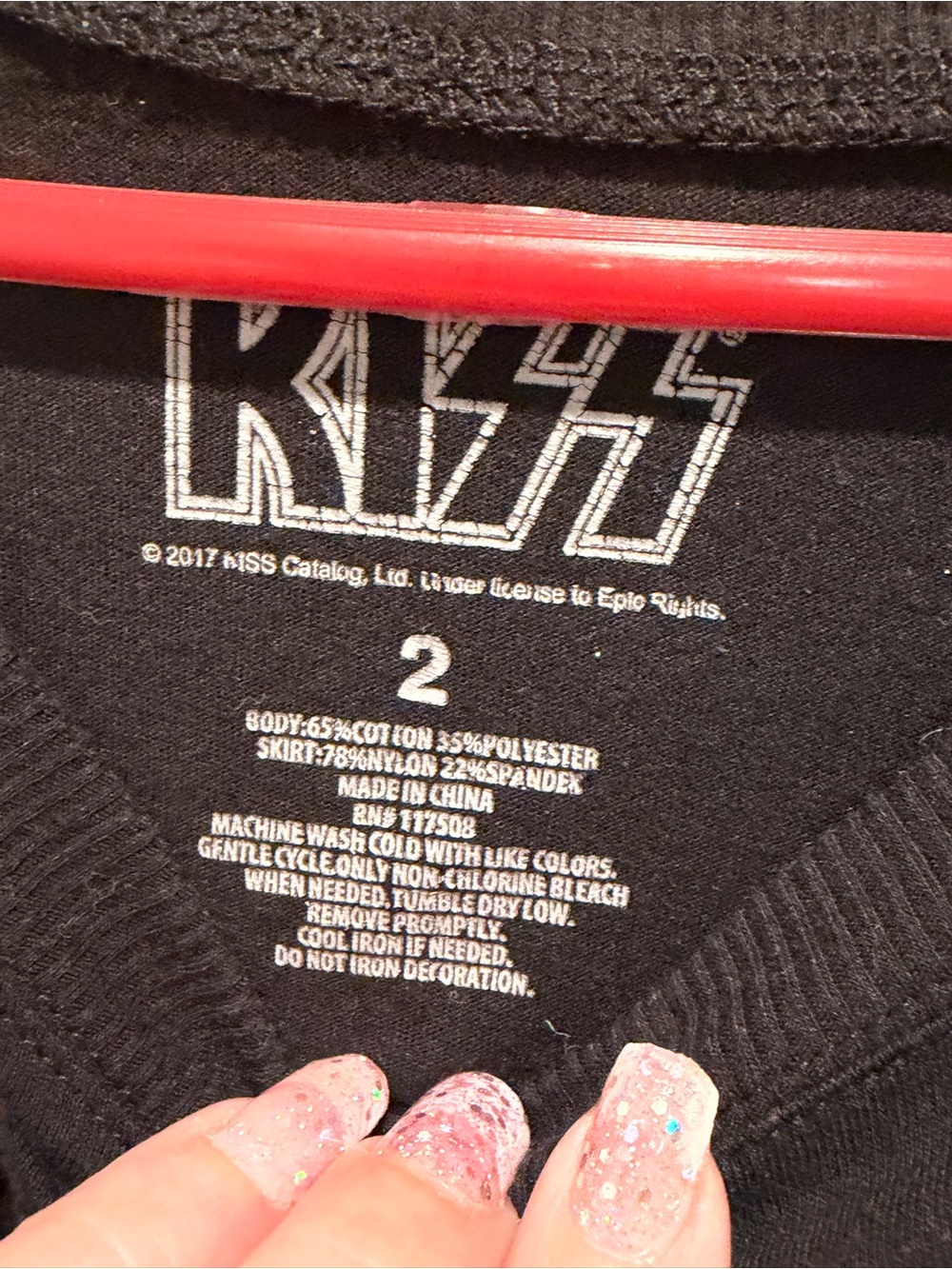 KISS Band Tee Dress Lace Hem Asymmetrical Graphic Top Size 2 Black - Picture 4 of 7